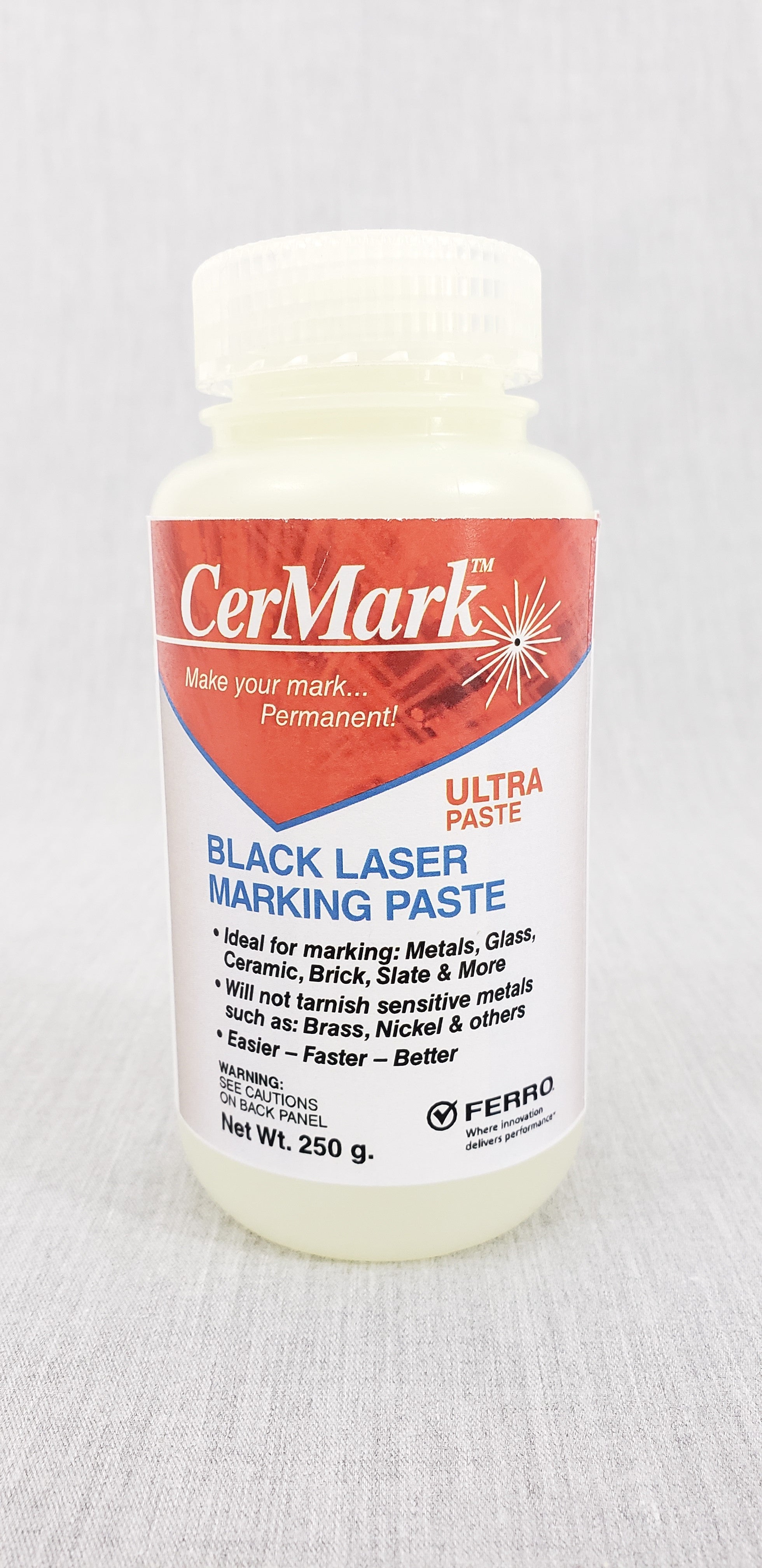 CerMark LMM6000.250: Black, 250 gram (paste), liquid for Metal Marking,  High Stick Compound for Brightly Polished Metals - LaserSketch Ltd.